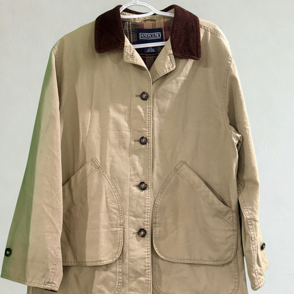 Vintage 1990s Lands’ End Barn Coat with Corduroy Collar- Size M